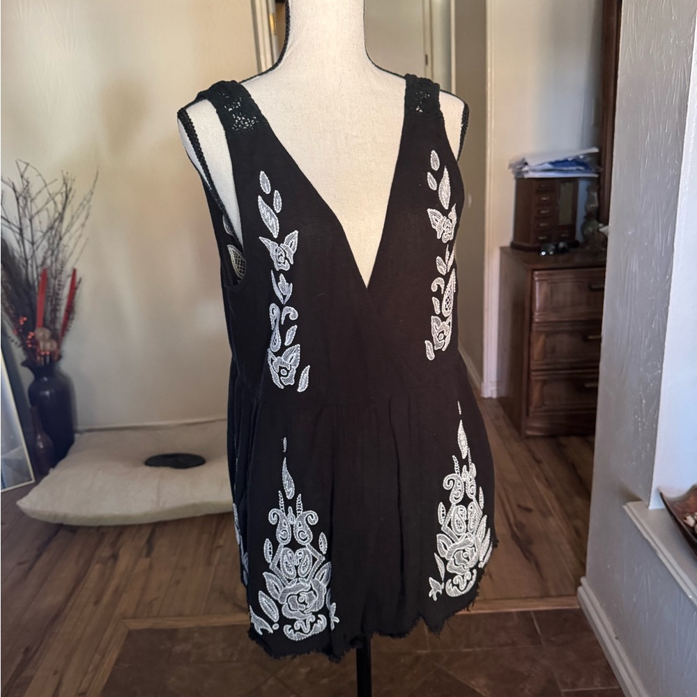 Free People Black Knit Romper